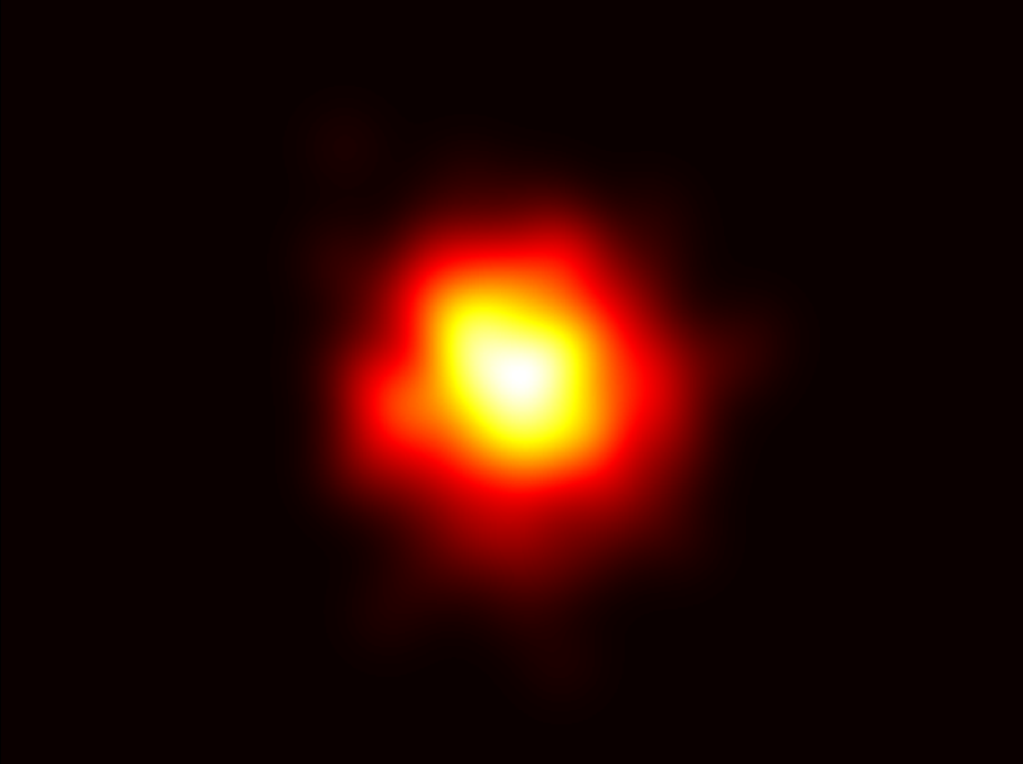 Eye-tracking heatmap before the fix, with gaze concentrated at screen center