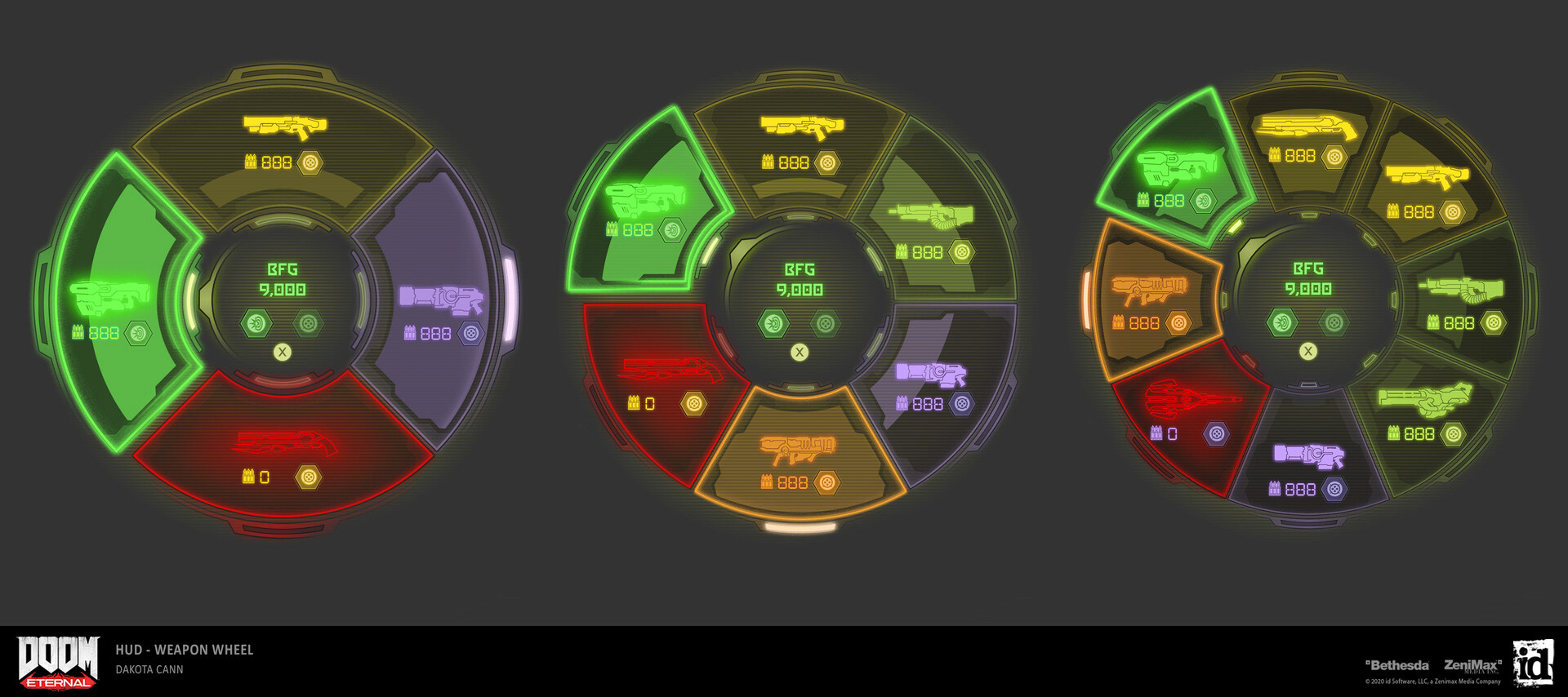 DOOM Eternal weapon wheel UI art