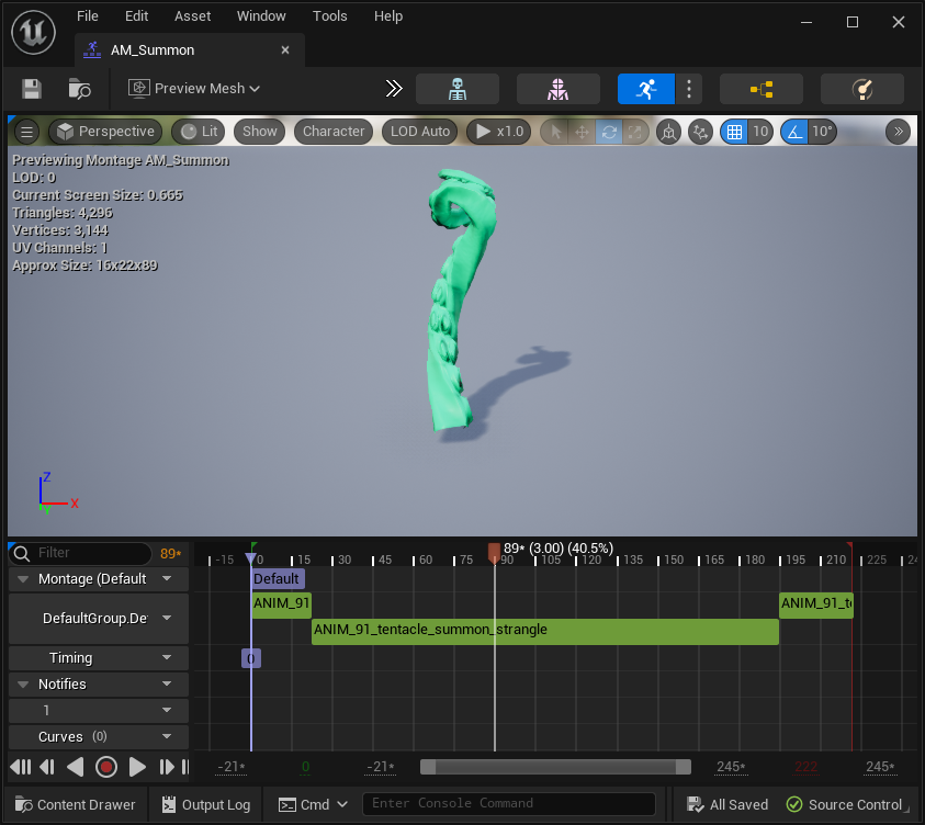 AM_Summon animation montage for the tentacle